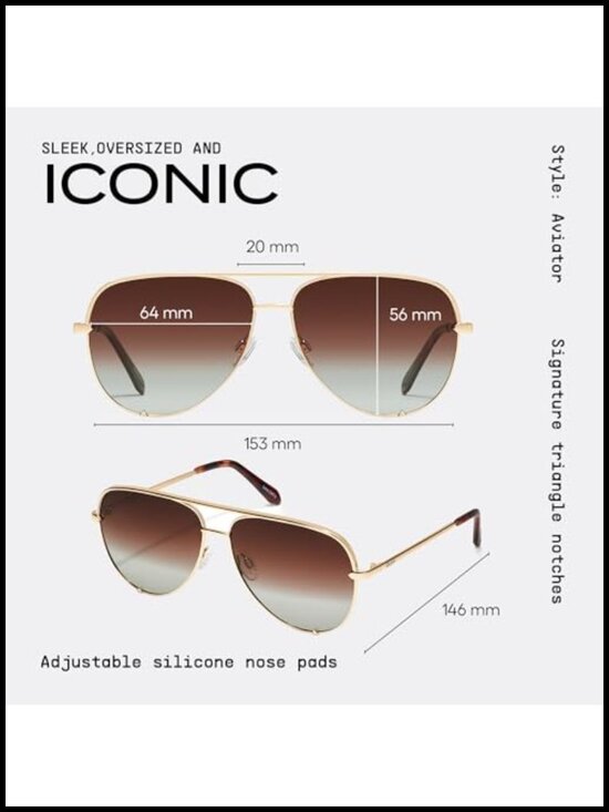 Oversized Polarized Aviator Sunglasses UV Protection